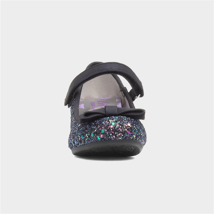 Kids Black Glitter Heel