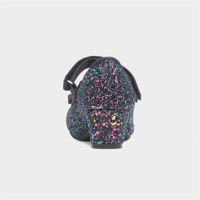 Kids Black Glitter Heel