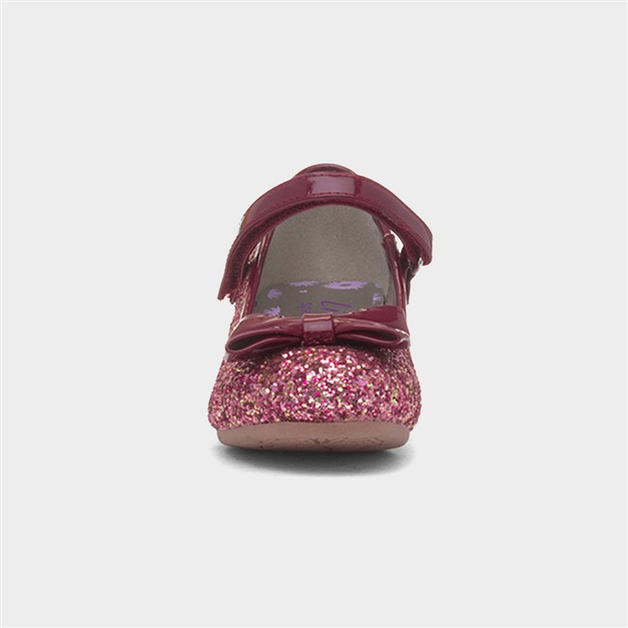 Girls Burgundy Glitter Heeled Shoe