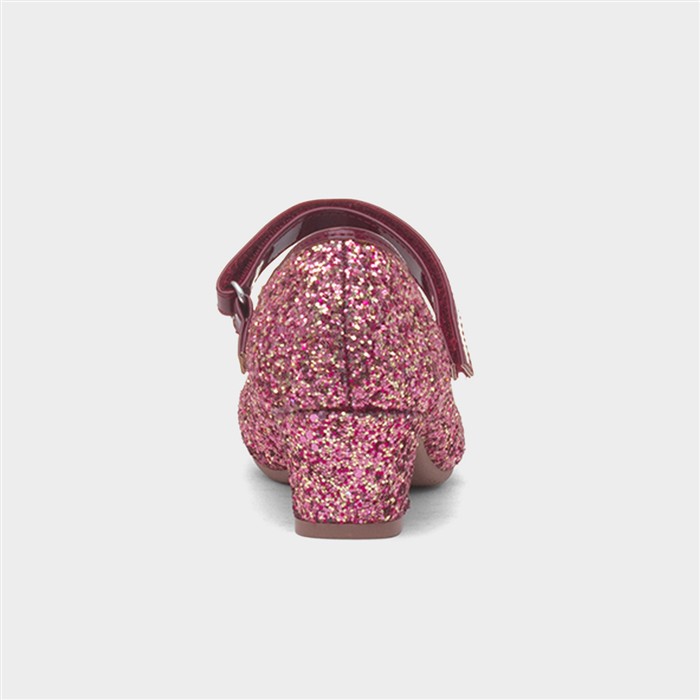 Girls Burgundy Glitter Heeled Shoe