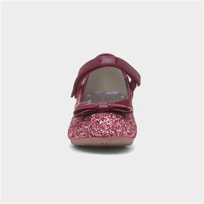 Kids Burgundy Glitter Heel