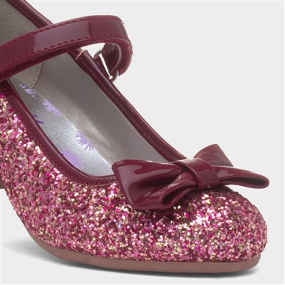 Kids Burgundy Glitter Heel