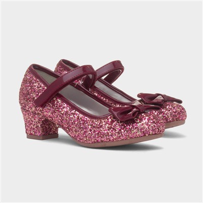 Kids Burgundy Glitter Heel