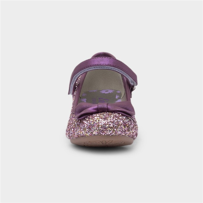 Girls Plum Glitter Heeled Shoe