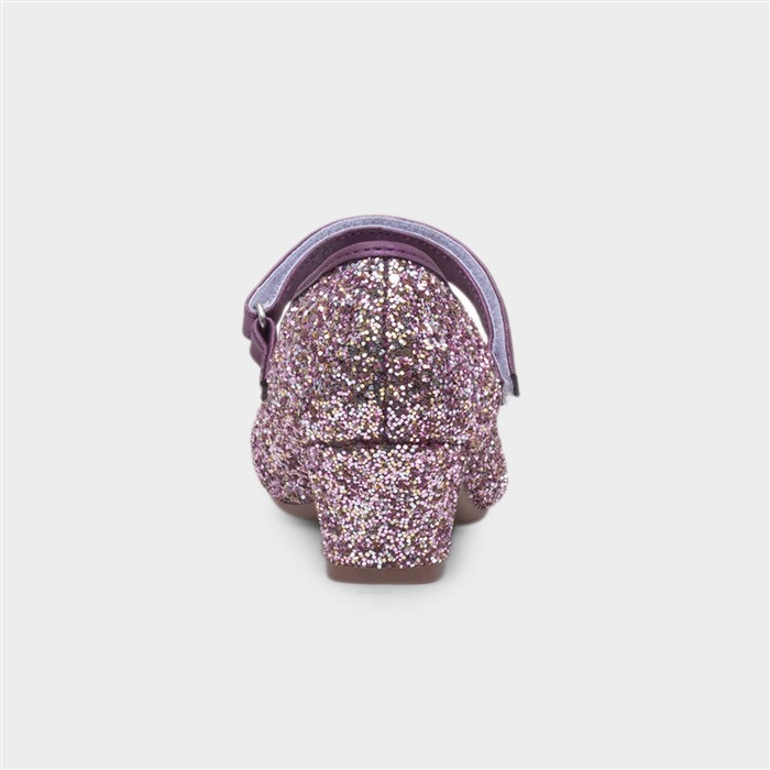 Girls Plum Glitter Heeled Shoe
