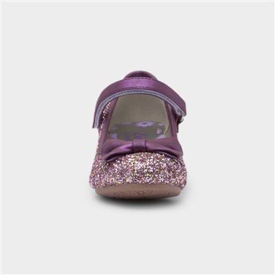 Girls Plum Glitter Heel