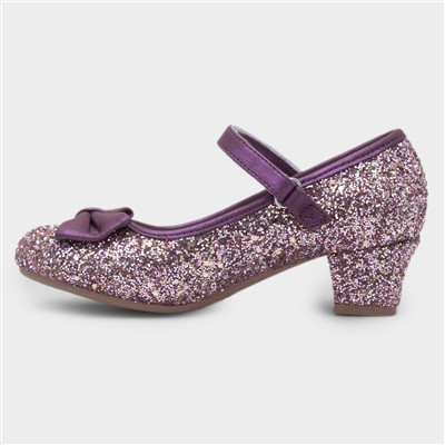 Girls Plum Glitter Heel