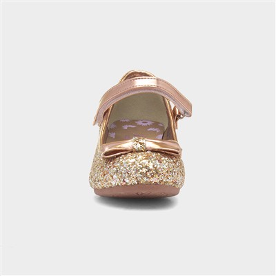 Girls Rose Gold Heeled Shoe