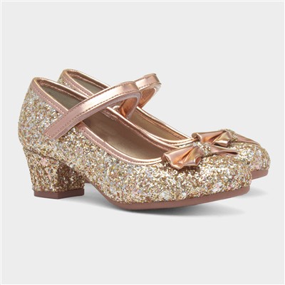Girls Rose Gold Heeled Shoe