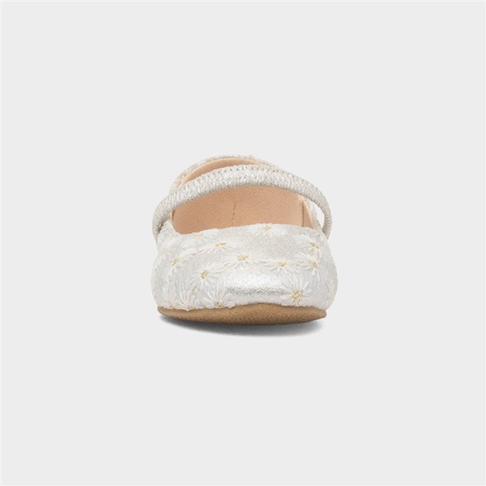 Girls White Daisy Ballerina Shoe