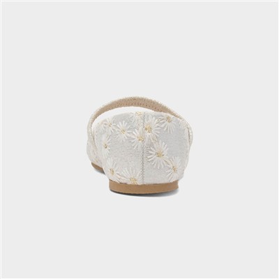 Girls White Daisy Ballerina Shoe