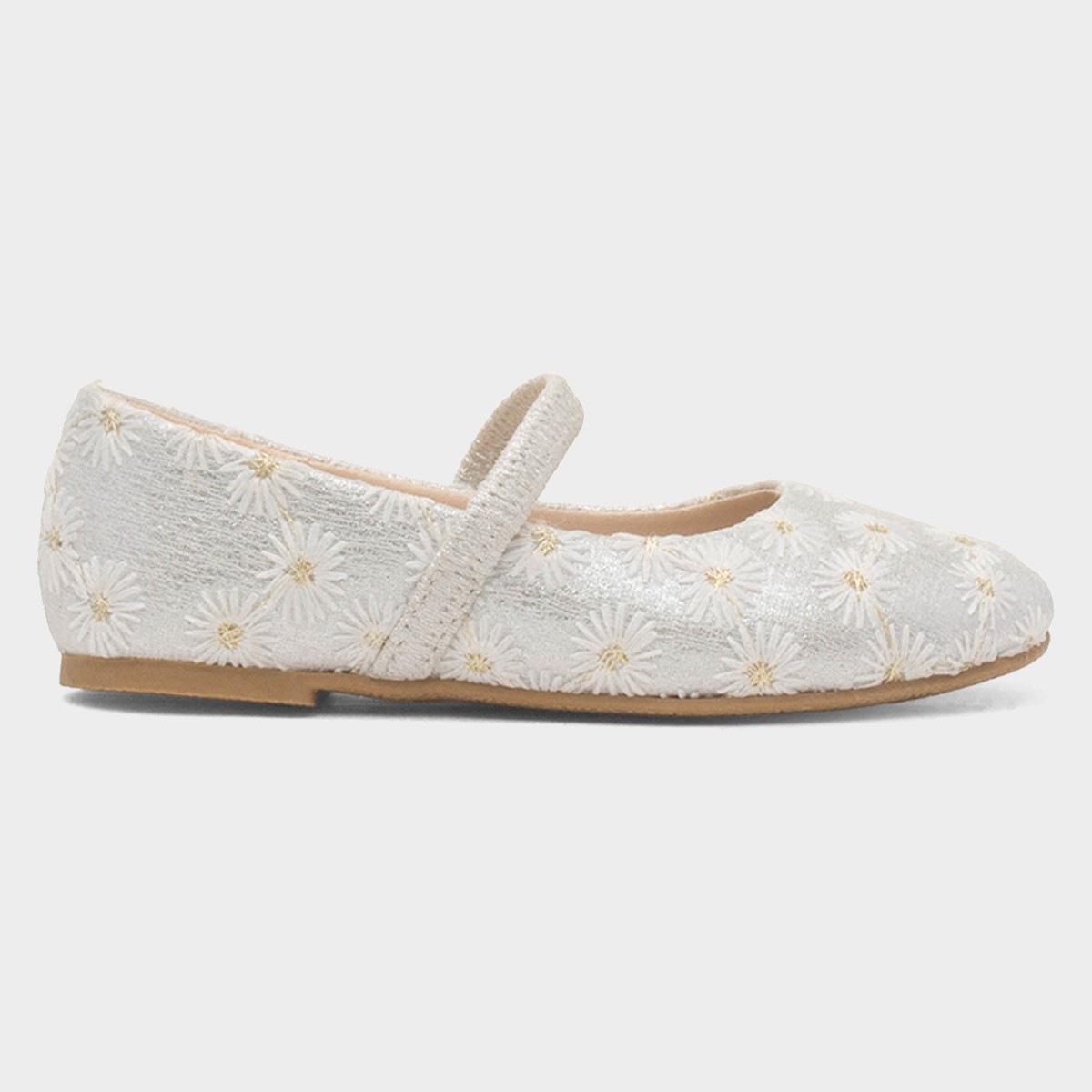 Girls White Daisy Ballerina Shoe