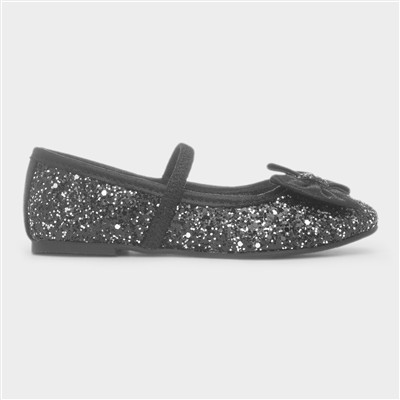 Girls Black Slip On Ballerina