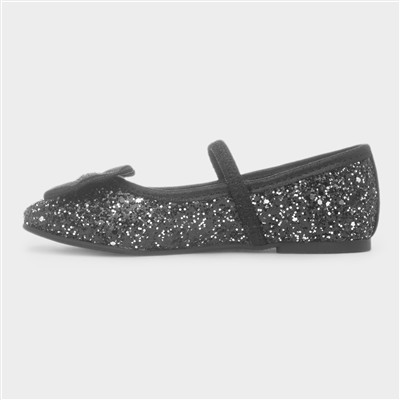 Girls Black Slip On Ballerina Shoe