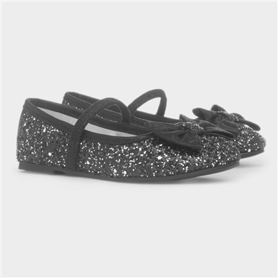 Girls Black Slip On Ballerina