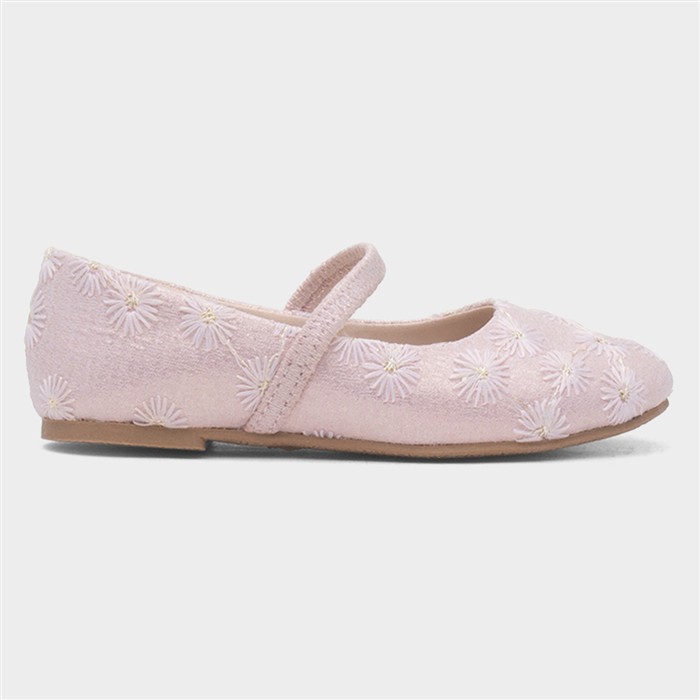 Girls Pink Flower Ballerina Shoe