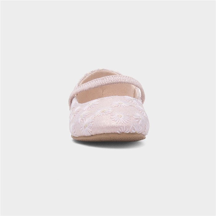 Girls Pink Flower Ballerina Shoe