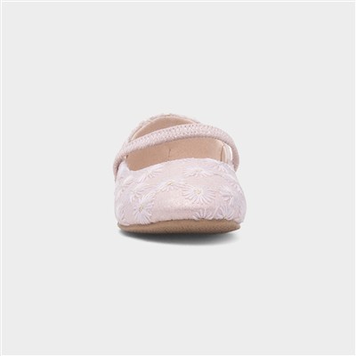 Girls Pink Flower Ballerina Shoe