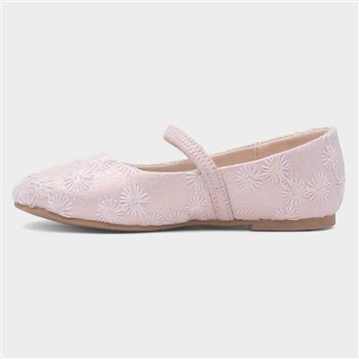 Girls Pink Flower Ballerina Shoe