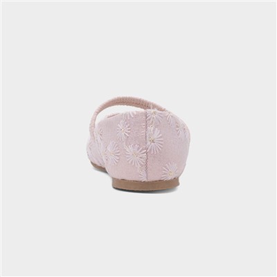 Girls Pink Flower Ballerina Shoe
