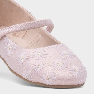 Girls Pink Flower Ballerina Shoe