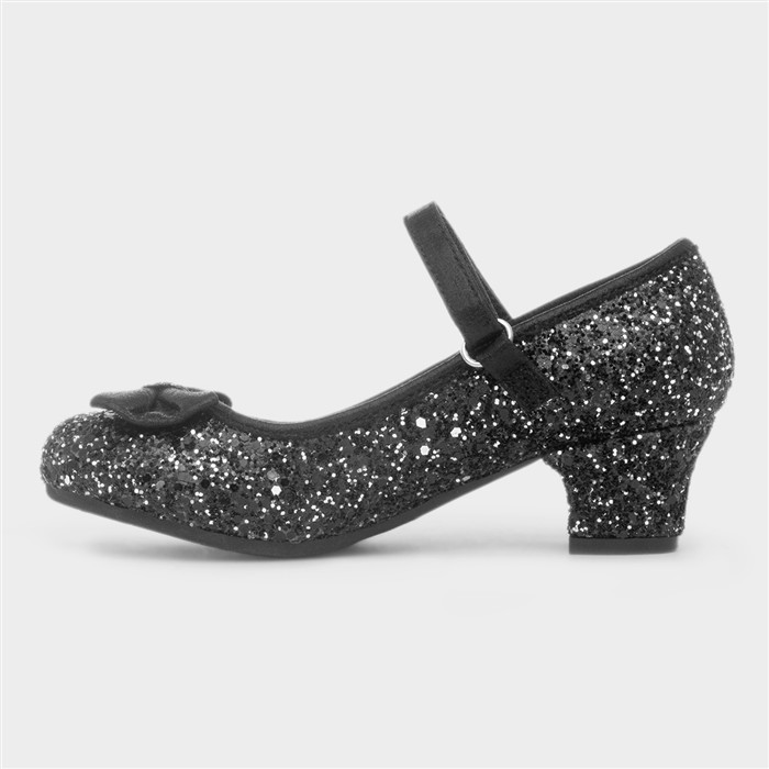 Lacey Black Glitter Bow Heel