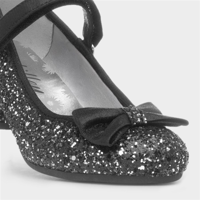 Lacey Black Glitter Bow Heel