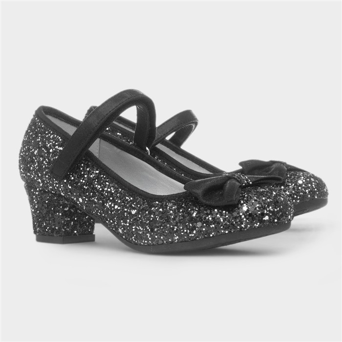Lacey Black Glitter Bow Heel