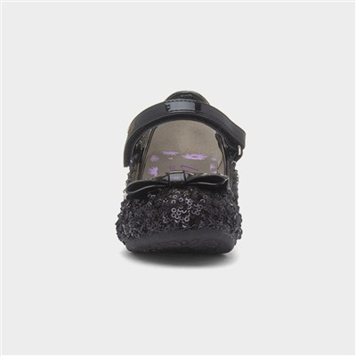 Kids Black Sequin Heel