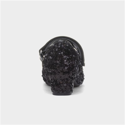 Kids Black Sequin Heel