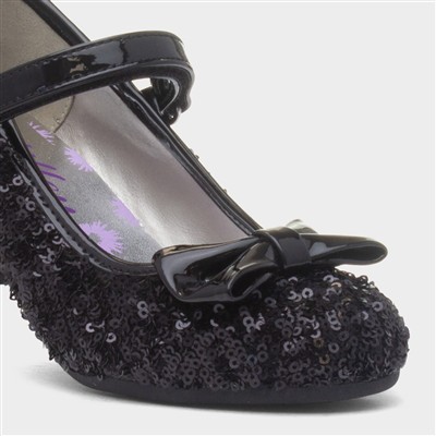 Kids Black Sequin Heel