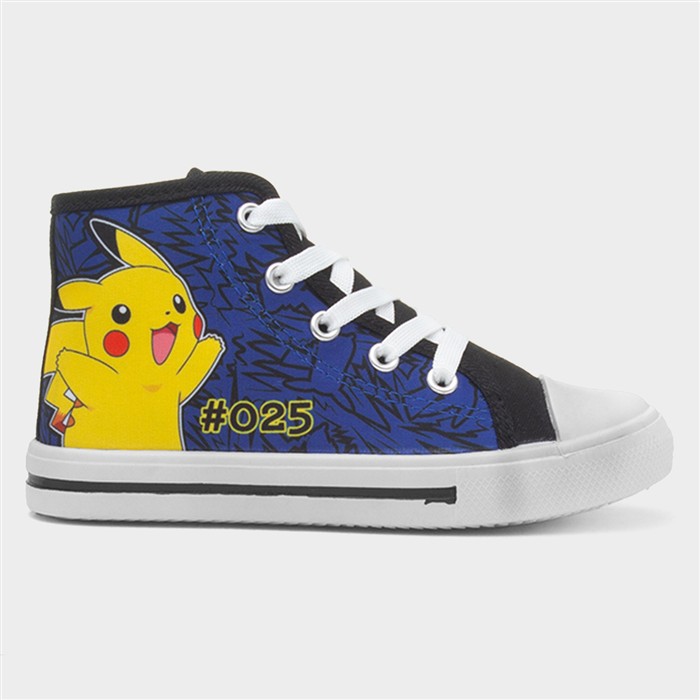 Kids Navy Lace Up Hi Top Character Canvas