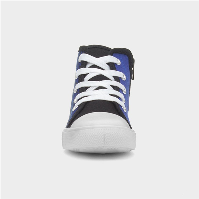 Kids Navy Lace Up Hi Top Character Canvas