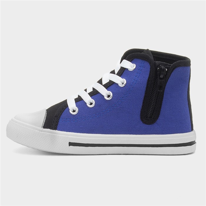 Kids Navy Lace Up Hi Top Character Canvas