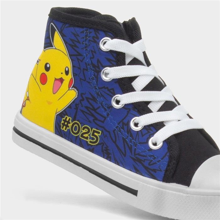 Kids Navy Lace Up Hi Top Character Canvas