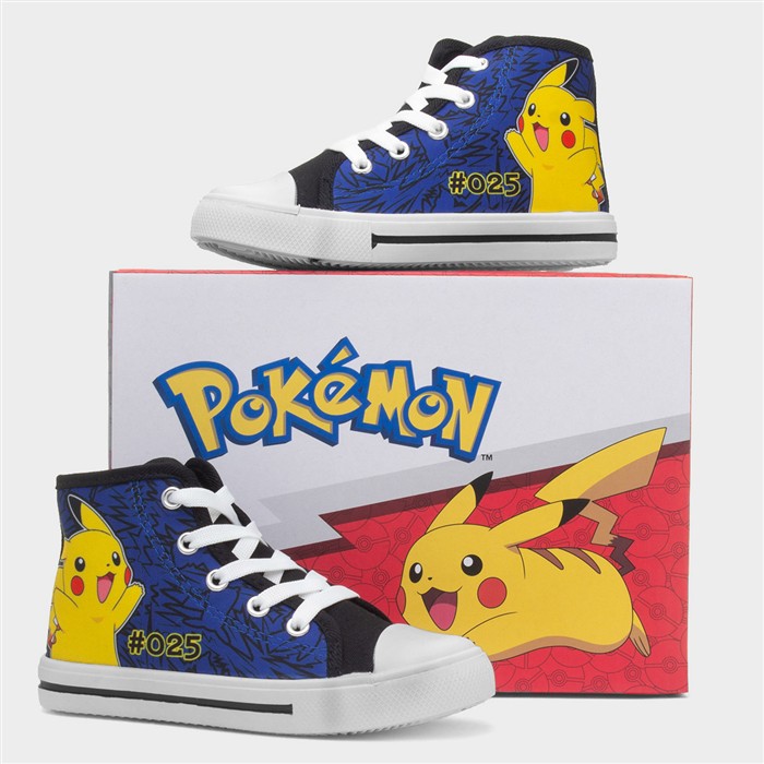 Kids Navy Lace Up Hi Top Character Canvas