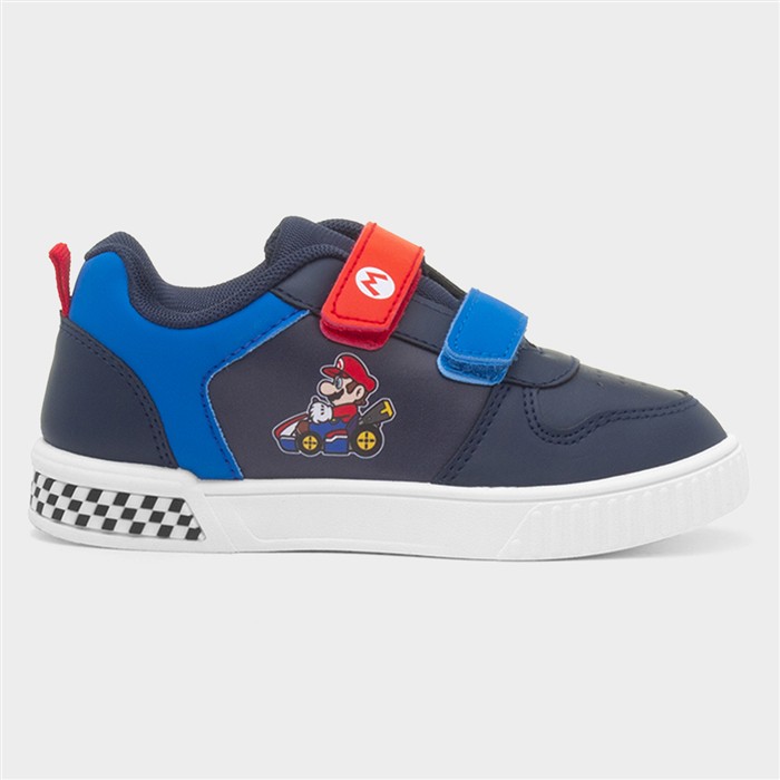 Kids Navy Easy Fasten Light Up Shoe