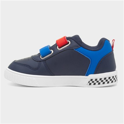 Kids Navy Easy Fasten Light Up Shoe