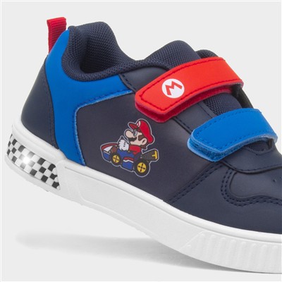 Kids Navy Easy Fasten Light Up Shoe