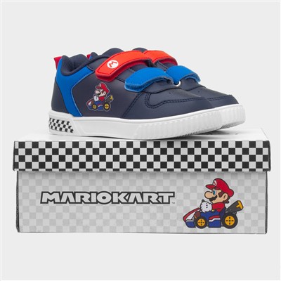 Kids Navy Easy Fasten Light Up Shoe