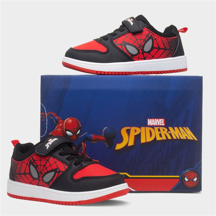 Kids Black & Red Easy Fasten Trainer