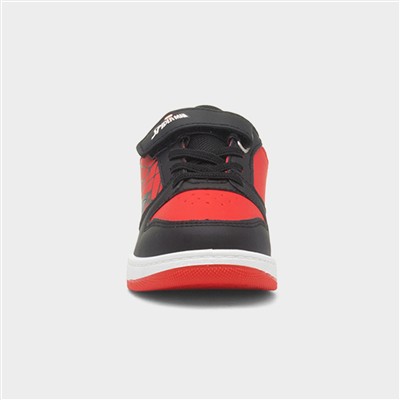 Kids Black & Red Easy Fasten Trainer
