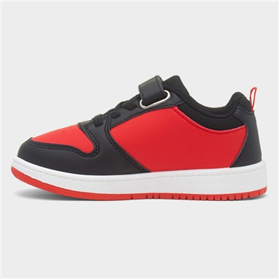 Kids Black & Red Easy Fasten Trainer