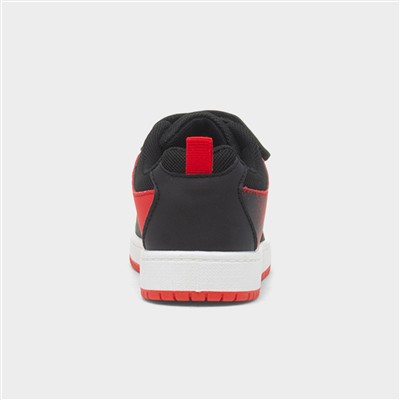 Kids Black & Red Easy Fasten Trainer
