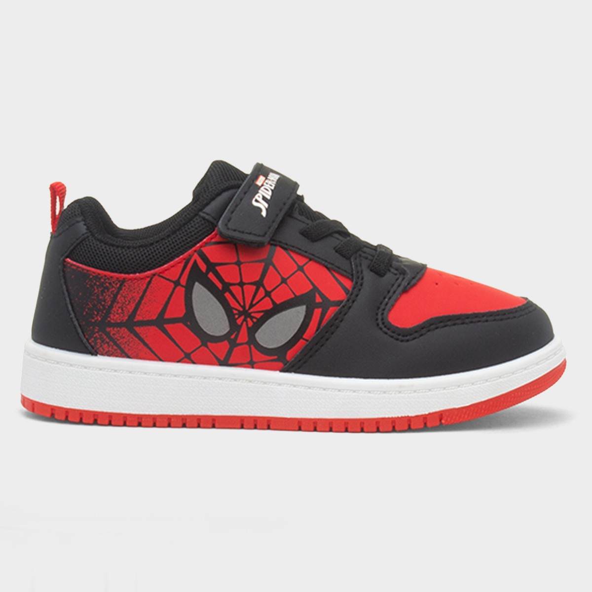 Kids Black & Red Easy Fasten Trainer