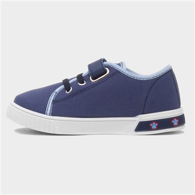Kids Navy Easy Fasten Light Up Canvas