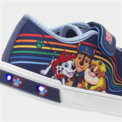 Kids Navy Easy Fasten Light Up Canvas