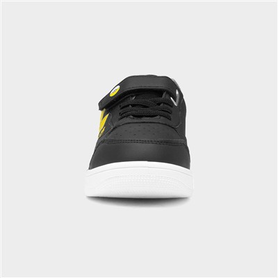 Kids Black Easy Fasten Trainer