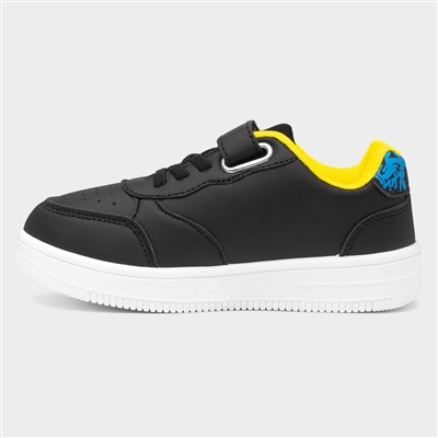 Kids Black Easy Fasten Trainer