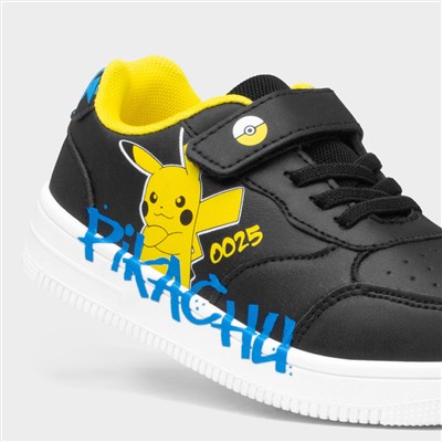 Kids Black Easy Fasten Trainer